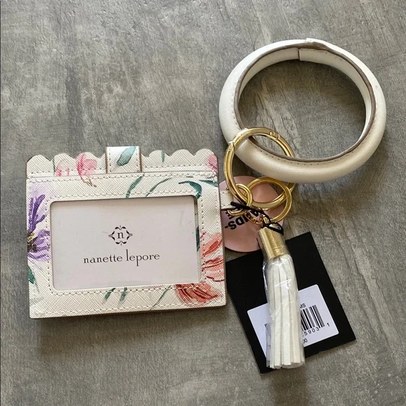 Nanette Lepore White and Pink Floral Key & Card Holder Set - Picture 4 of 4